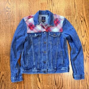 Gap x Pendleton Denim Trucker Jacket Plaid Wool Yoke S Blue Colab Western Spring